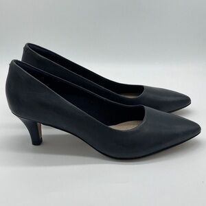 Clarks Linvale Jerica Heels in Navy Leather, Women’s Size 9W